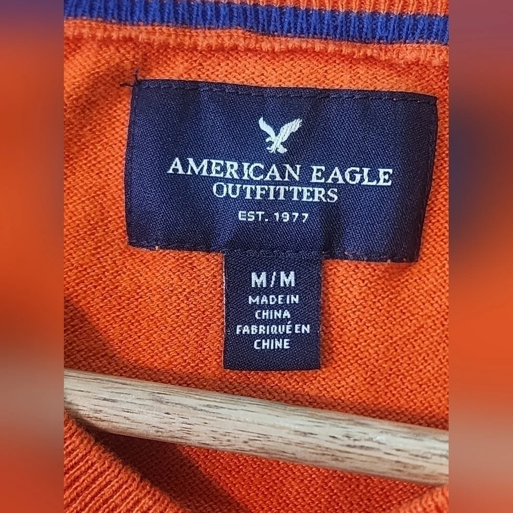 American Eagle Outfitter Vintage fit orange v-neck light sweater mens me…